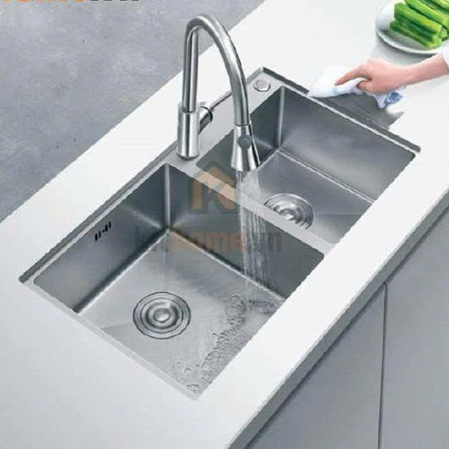 Chậu rửa bát hai hố màu trắng
